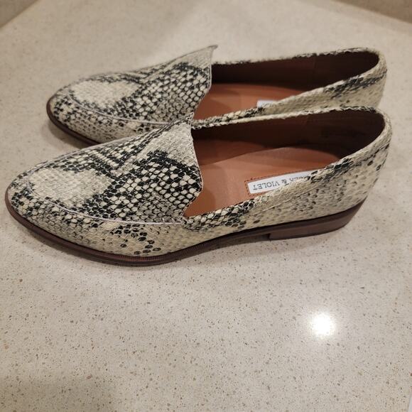 Chelsea & Violet Jenna Faux Snake Print Leather Tailored Loafers‎ Size 7 Retro - Picture 10 of 10